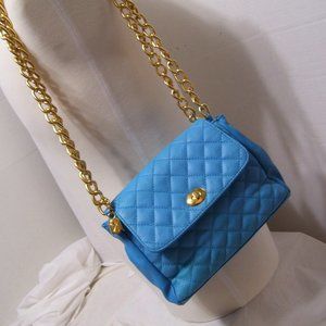 Toni Quilted Leather Fashion Shoulder Bag Caribbean Blue NWOT